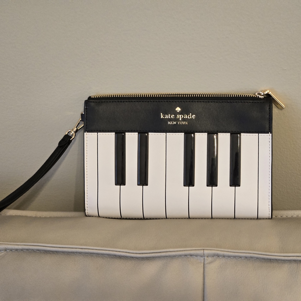 Kate Spade Black and White Piano Clutch